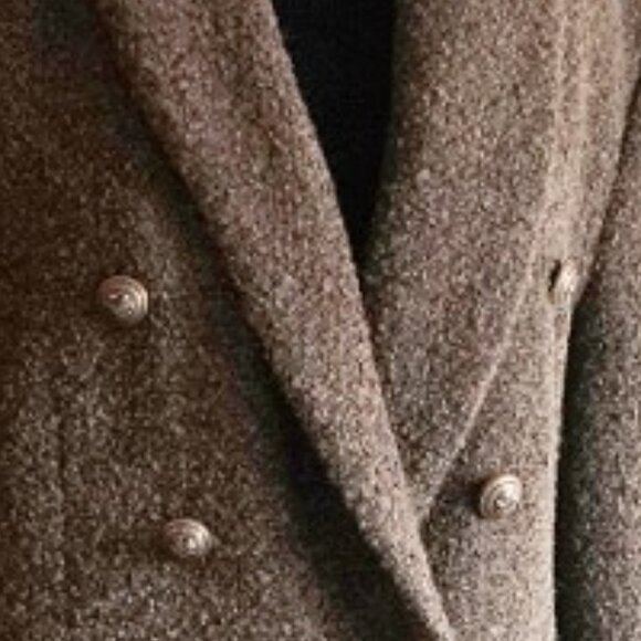 ZARA Long Double -Breasted Boucle Blazer Jacket Green Wool blend - Picture 10 of 10